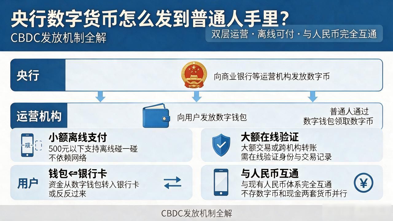 央行数字货币怎么发到普通人手里?CBDC发放机制全解