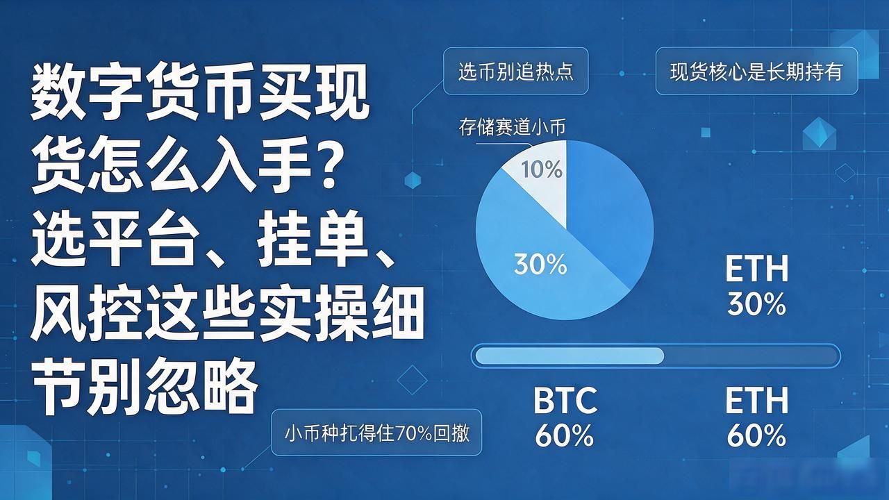 数字货币买现货怎么入手?选平台、挂单、风控这些实操细节别忽略