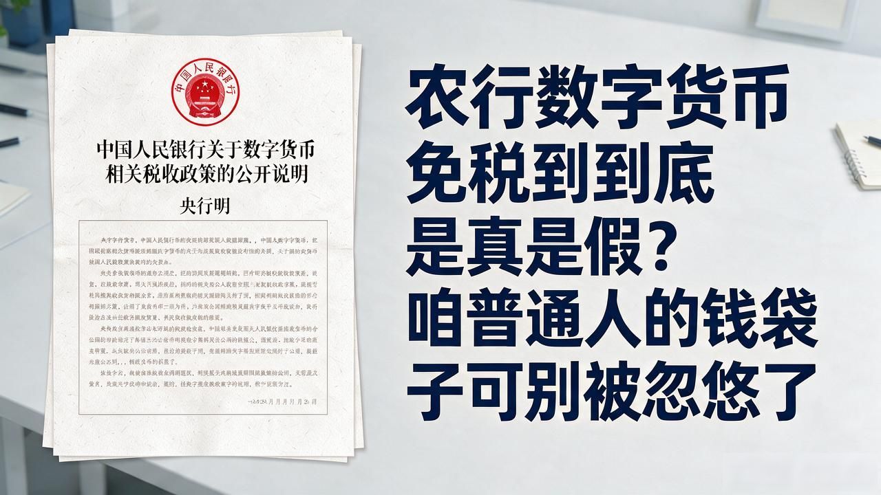 农行数字货币免税到底是真是假？咱普通人的钱袋子可别被忽悠了