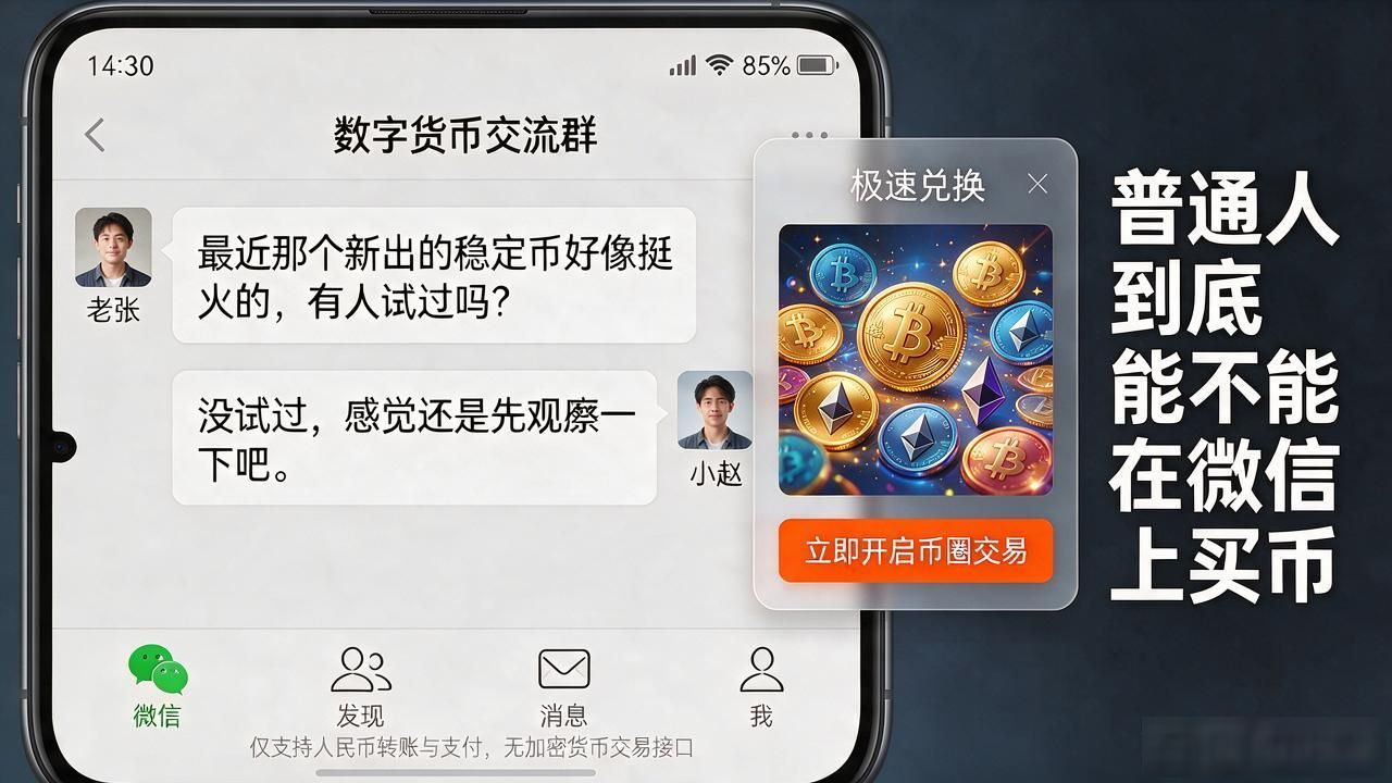 搜数字货币老被推到微信，普通人到底能不能在微信上买币