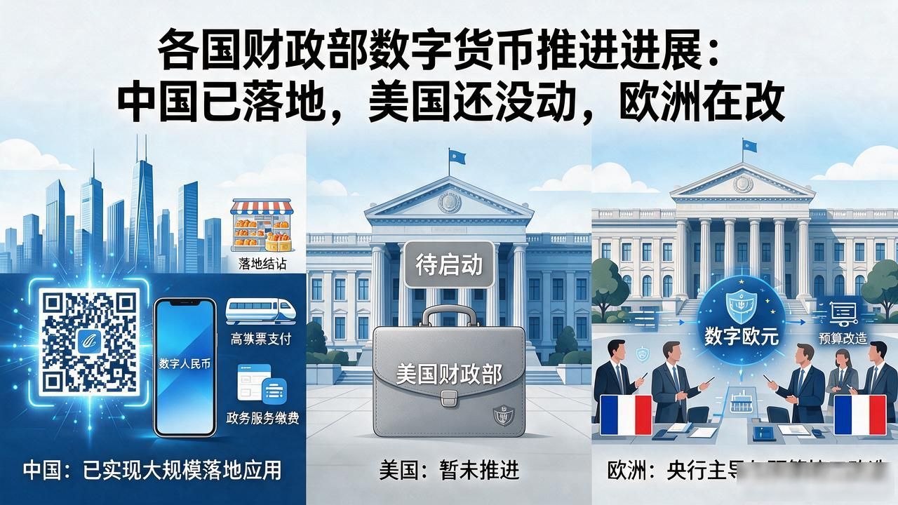 各国财政部数字货币推进进展：中国已落地，美国还没动，欧洲在改