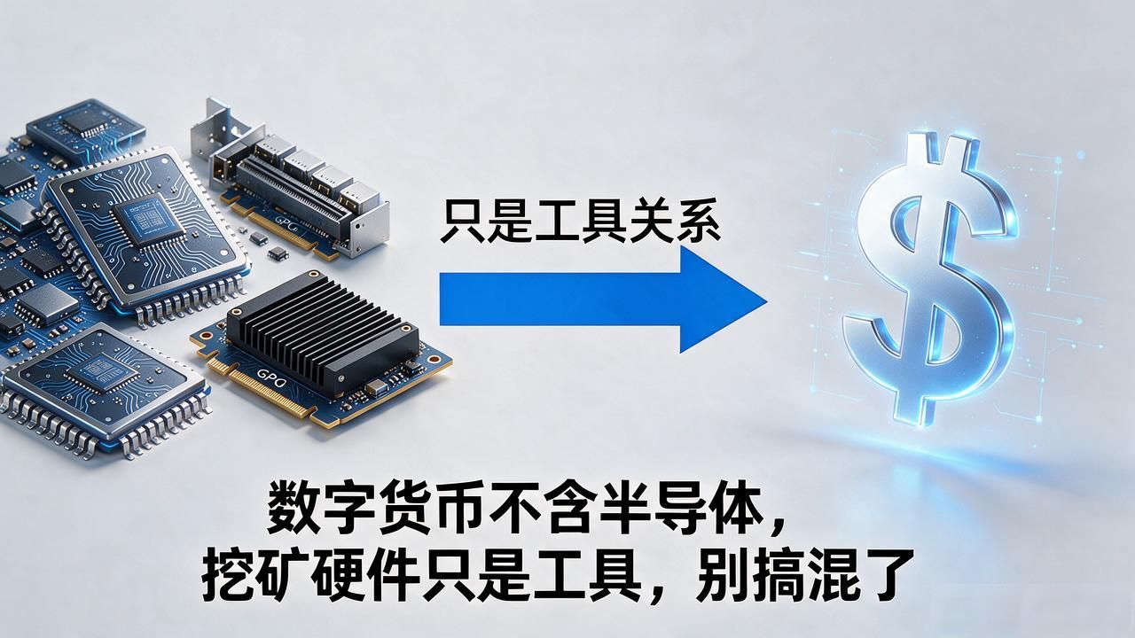 数字货币不含半导体，挖矿硬件只是工具，别搞混了